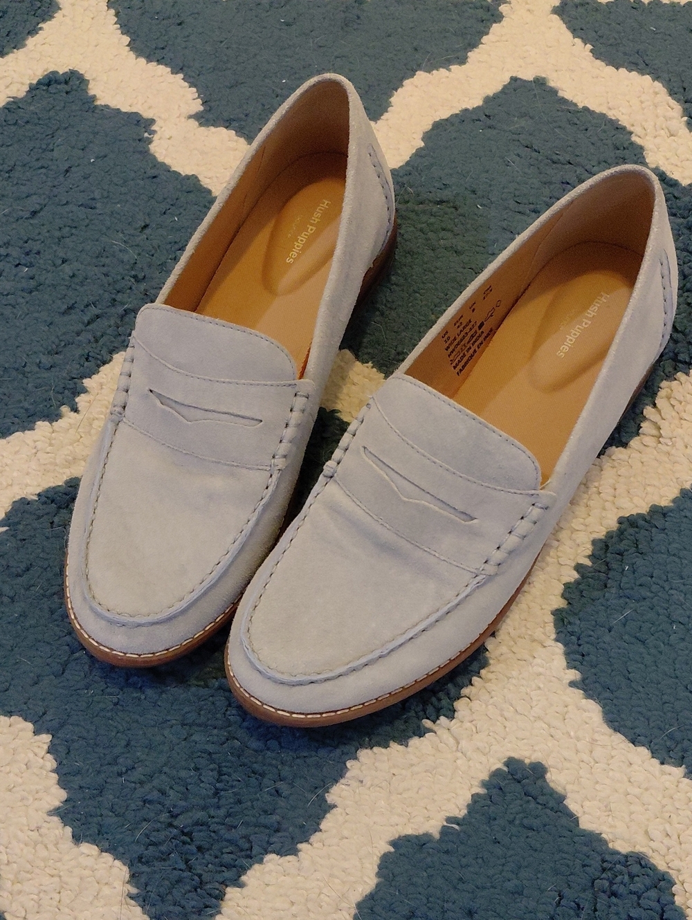 Hush Puppies Light Blue Suede Penny Loafers - Women's Slip-On Flats